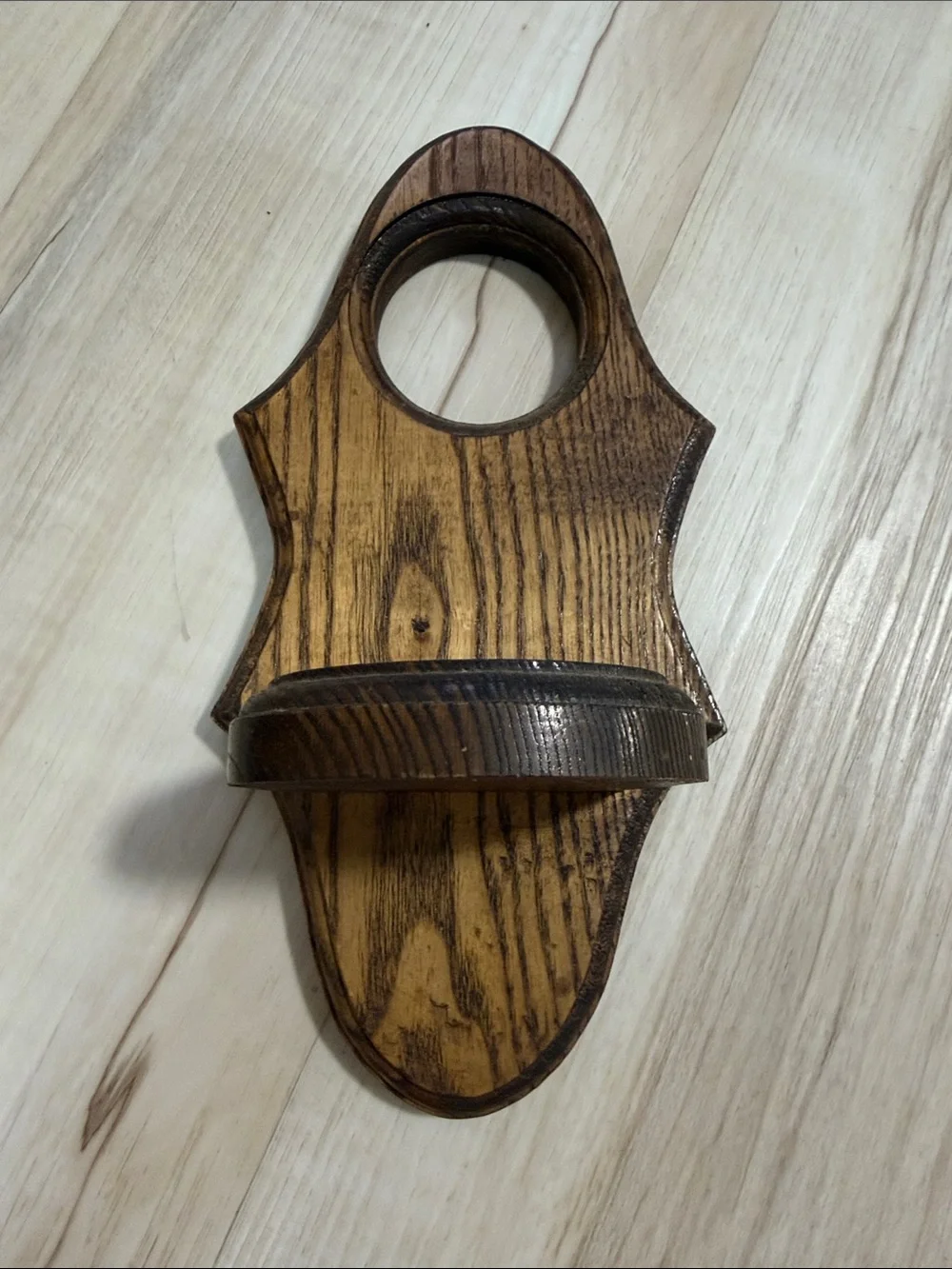 Vintage Wood Wall Shelf Sconces Pair Rustic Primitive Candle Plant Display